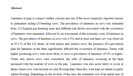 The economic and welfare impact of lameness in sows in England